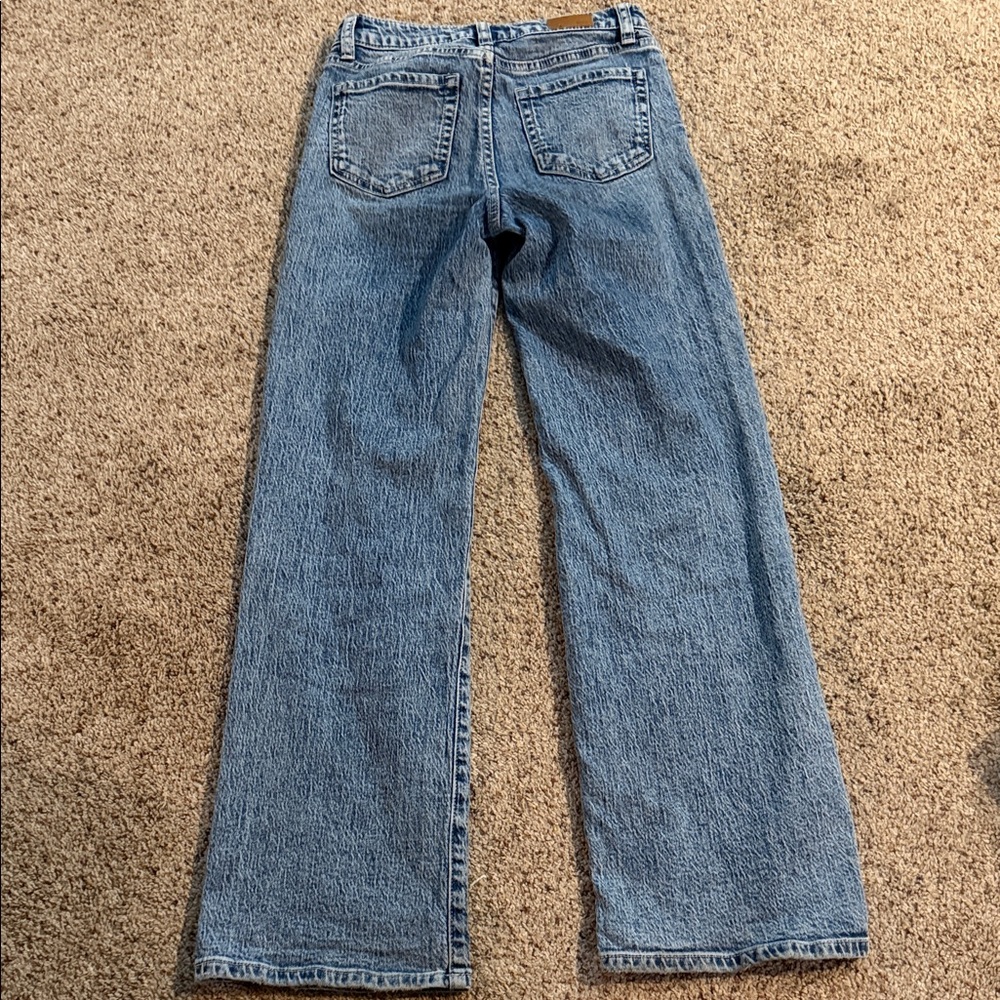 BKE Light Blue Distressed Flare Jeans - Picture 4 of 7